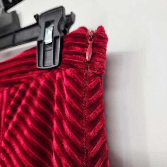 Flying Tomato Red Velvet Flare Leg Ribbed Stripe Velour Disco Pants Women's L - Picture 6 of 7